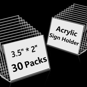 Mini Acrylic Sign Holders, 3.5x2 In, 30-Pack – Yosham