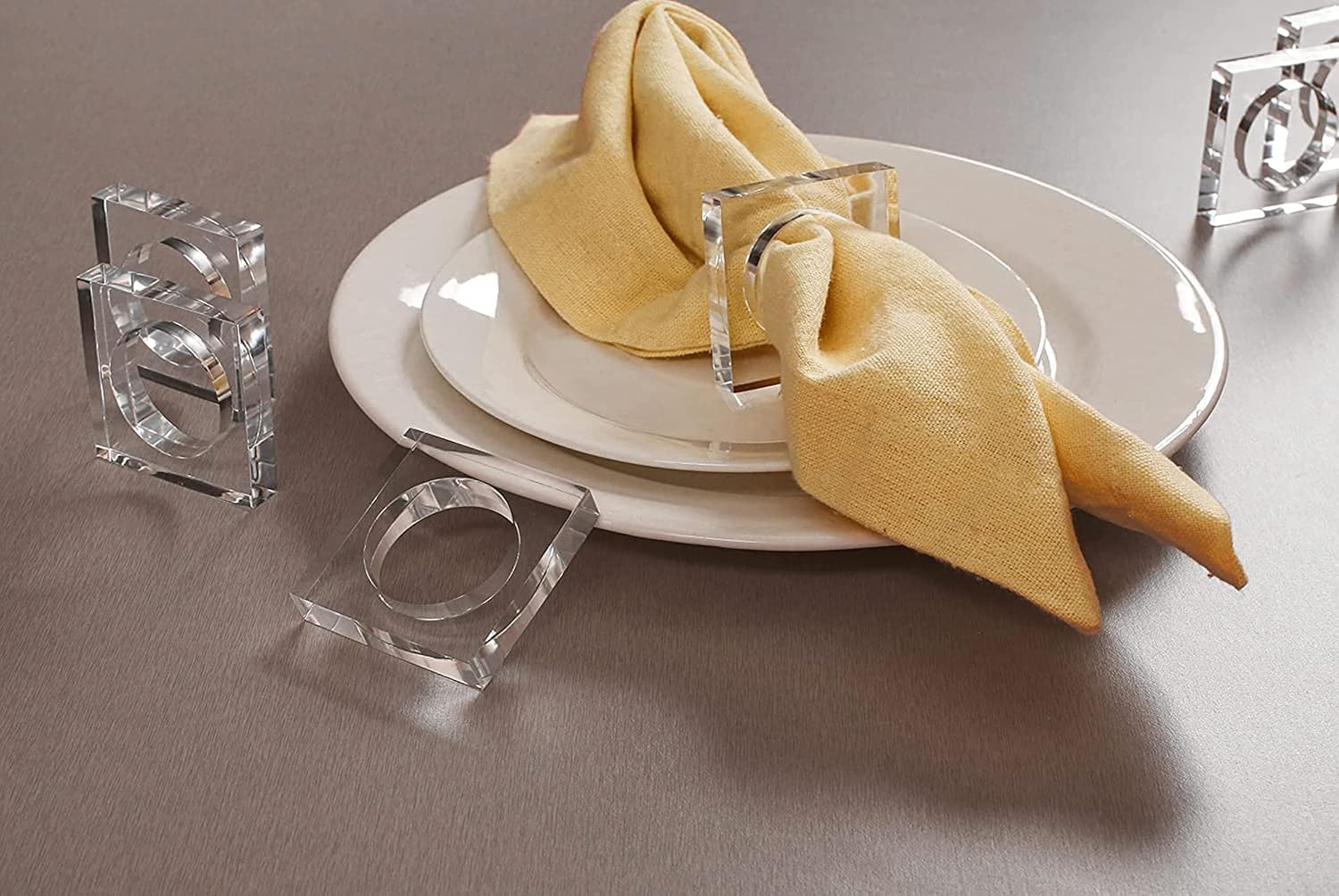 Acrylic Napkin Ring Holder, Set of 6 — (6, Square – view 5