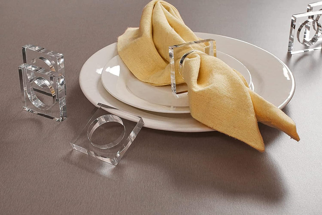 Acrylic Napkin Ring Holder, Set of 6 — (6, Square – view 5