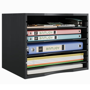 5-Tier Bamboo Desktop File & Mail Organizer – Yosham