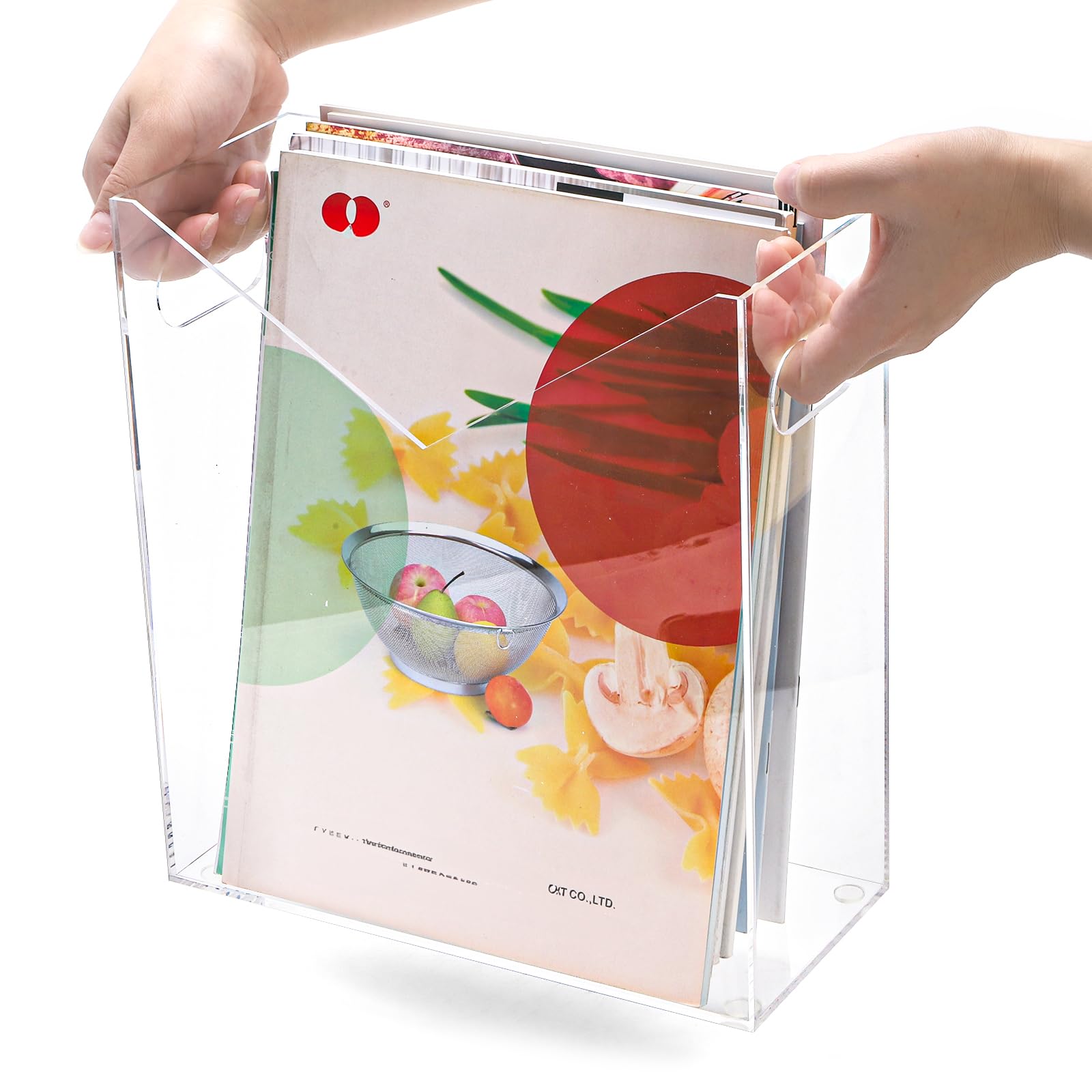 Clear Acrylic V-Front Magazine Holder with Handles – view 5