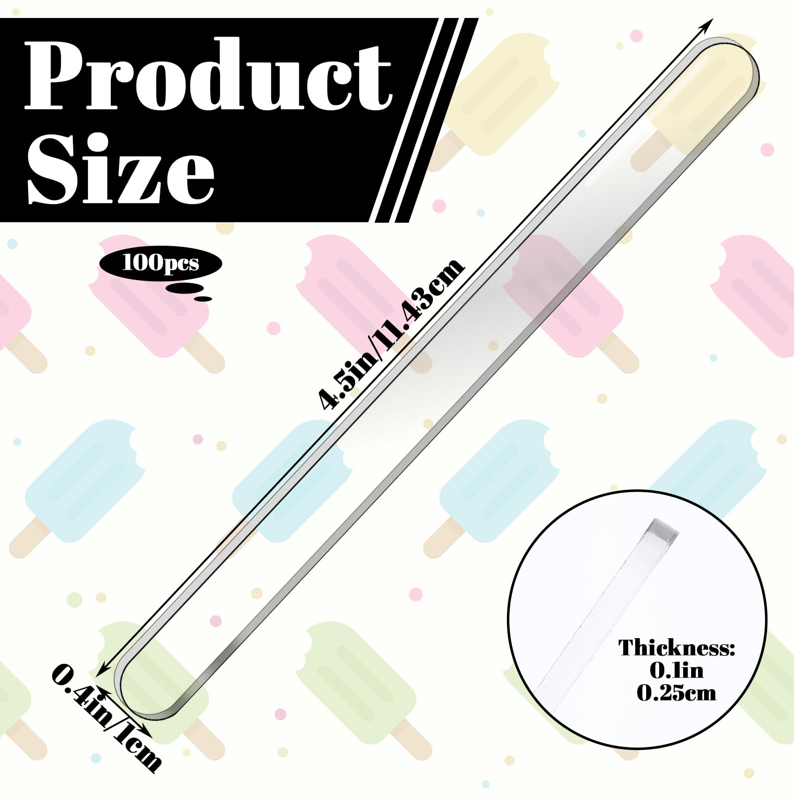 Clear Acrylic Popsicle Sticks, 100-Pack – view 2