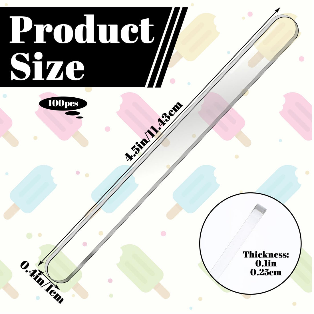 Clear Acrylic Popsicle Sticks, 100-Pack – view 2