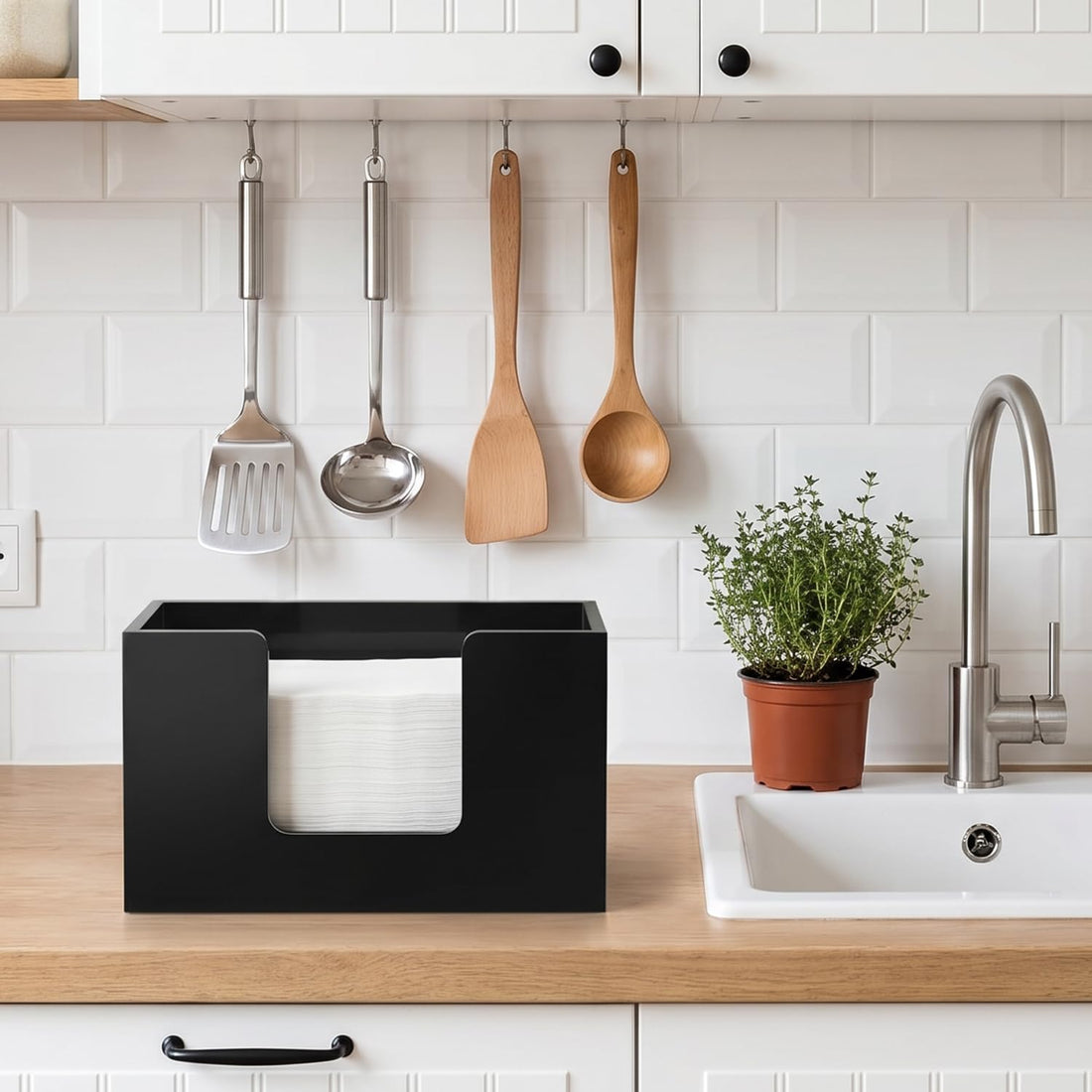 Black Wooden Countertop Paper Towel Holder – view 2