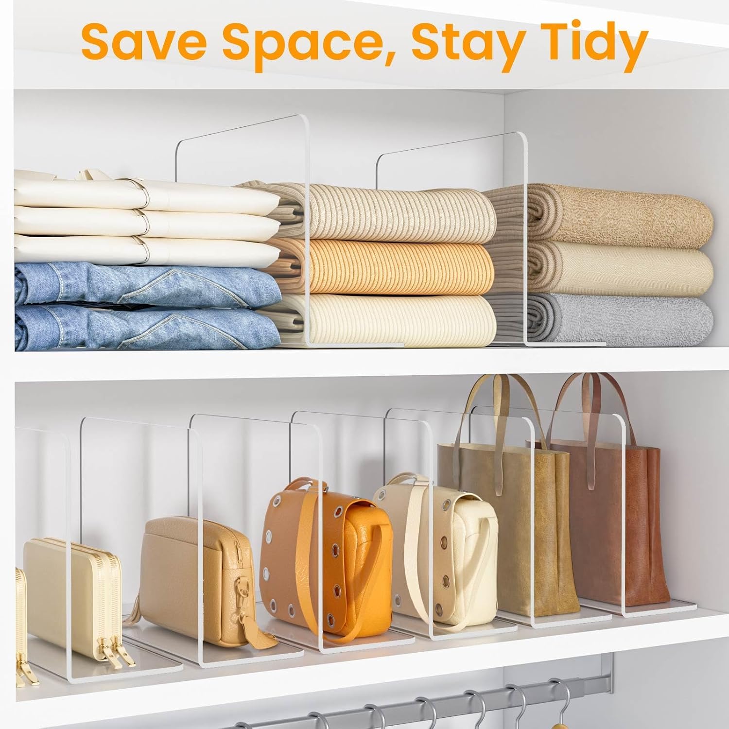 Acrylic Shelf Dividers for Wardrobe, 4 Pk — Pack of 4 – view 4