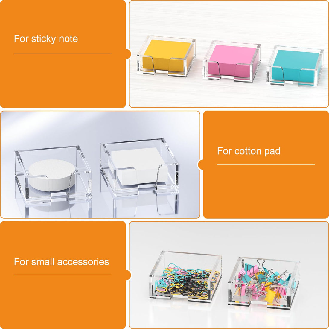 Clear Acrylic U-Cutout Sticky Note Tray for 3×3 in Notes – view 7