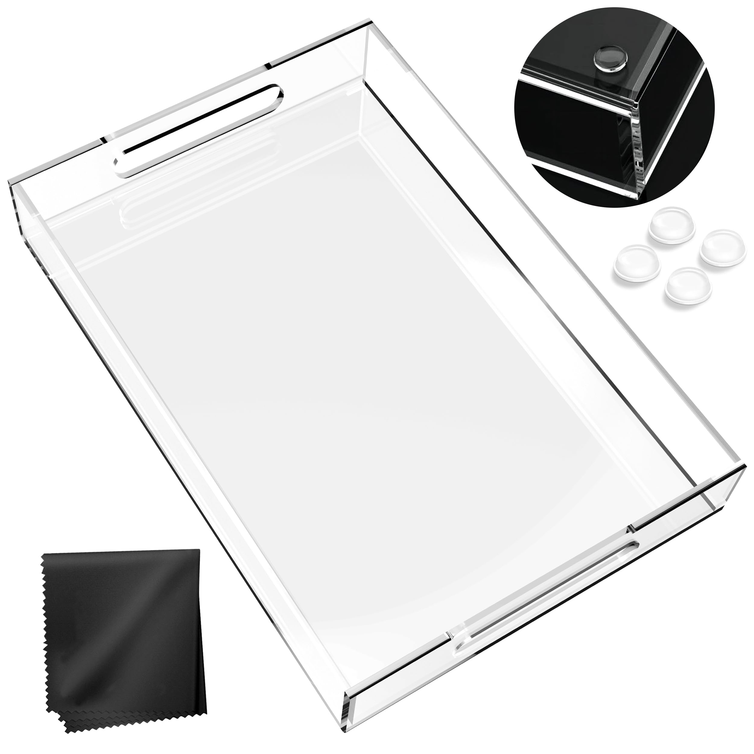 Clear Acrylic Serving Tray with Cut Handles, 15x10 – view 3