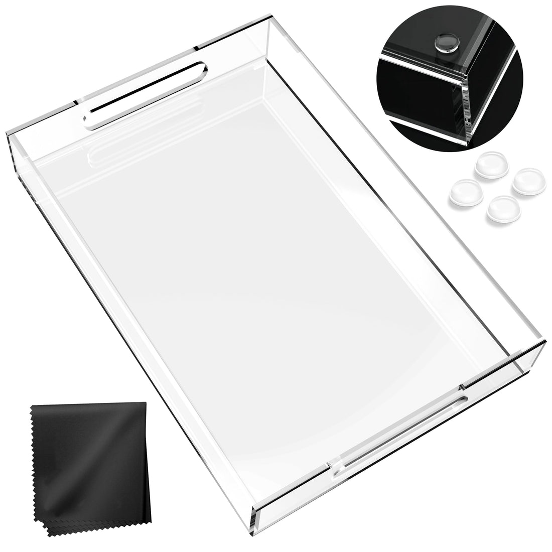 Clear Acrylic Serving Tray with Cut Handles, 15x10 – view 3