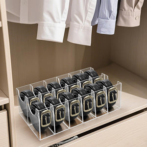 Acrylic Belt Organizer, 12 Compartments, Clear – Yosham