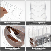 2 Pack Acrylic Belt Organizer Clear Stackable Belt Storage Holder Purse Organizer for Closet - 5 Compartments with Removable Dividers,Display Case Pantry Cabinet Organizers for Ties,Socks,Underwear