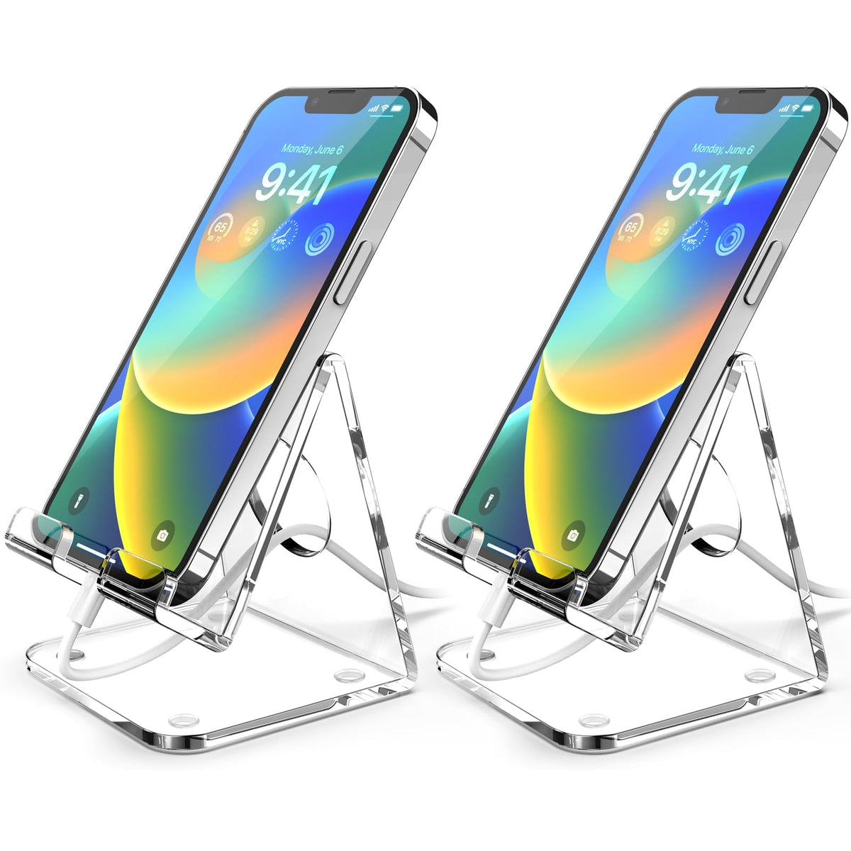 Acrylic Desktop Phone Stand with Cable Slot, 2-Pack – Yosham