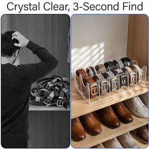 Acrylic Belt Organizer, 12 Compartments, Clear – Yosham