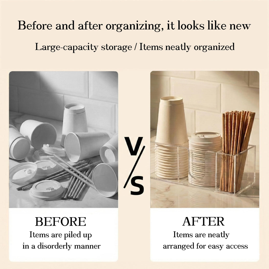 Clear Acrylic Cup & Lid Organizer, 3 Slots – view 3