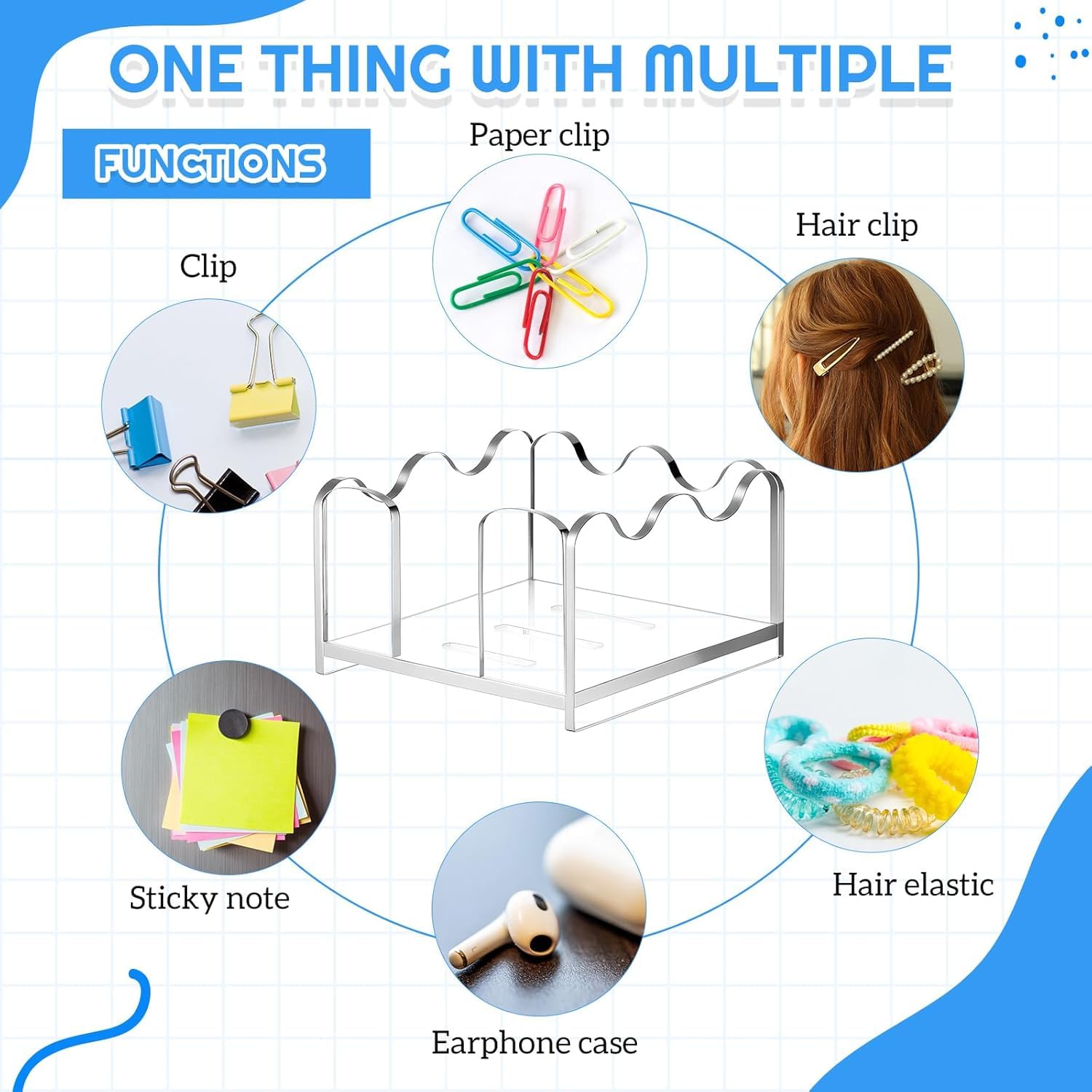 Clear Acrylic Mini Wave Sticky Note Holder for 3×3 in Notes – view 6