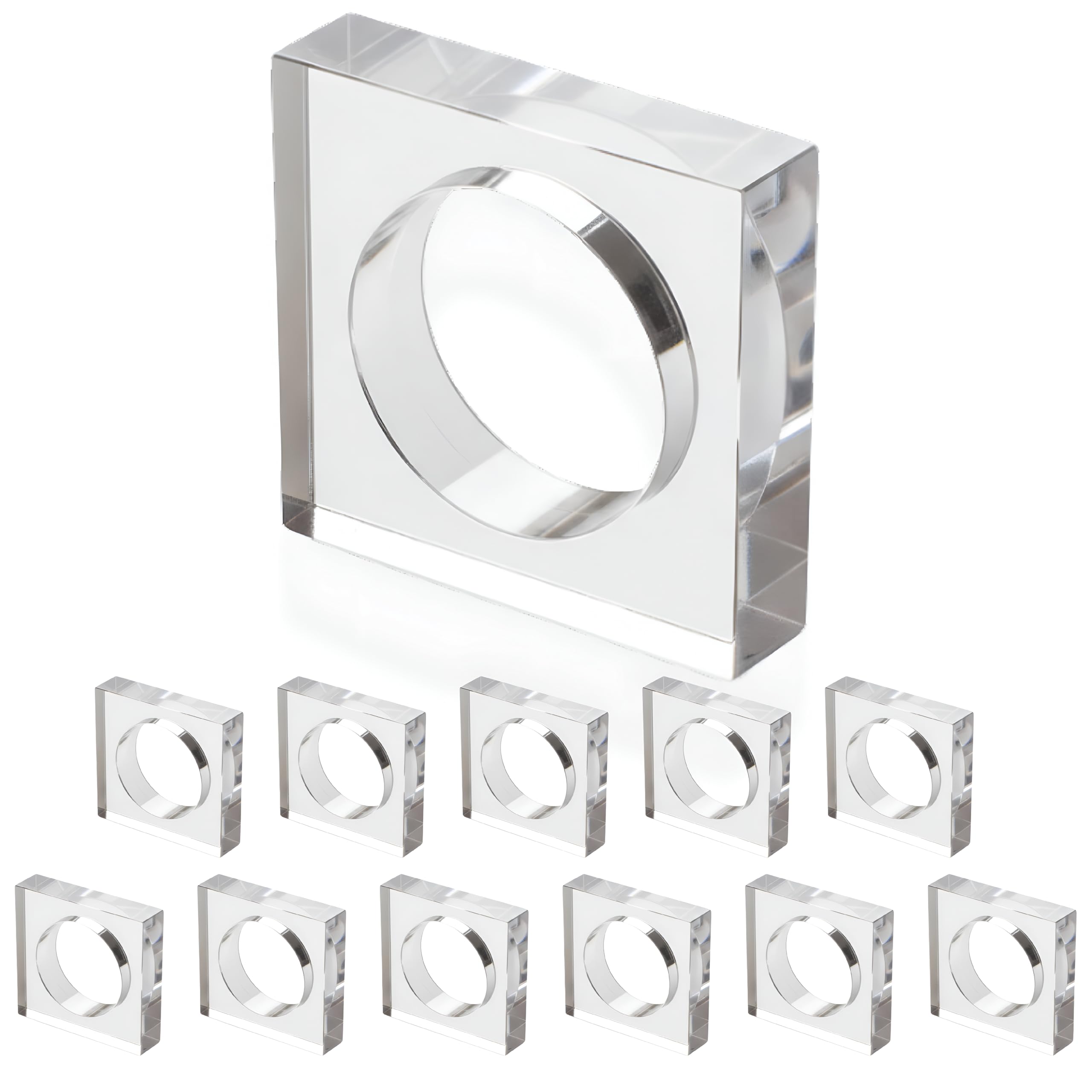CLEENTABLE Napkin Ring Holders, Napkin Rings Set of 12, Transparent Acrylic, Round, Modern Style