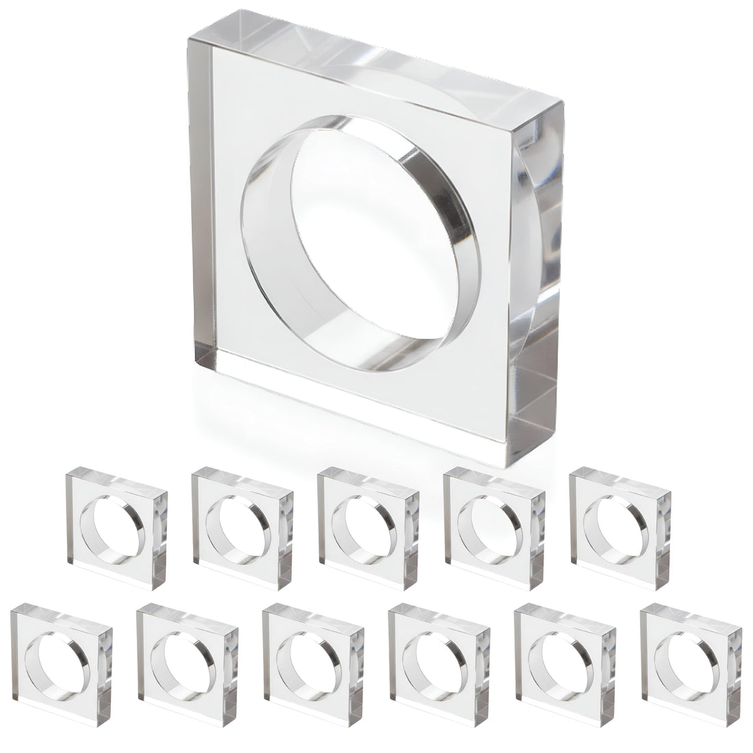 CLEENTABLE Napkin Ring Holders, Napkin Rings Set of 12, Transparent Acrylic, Round, Modern Style