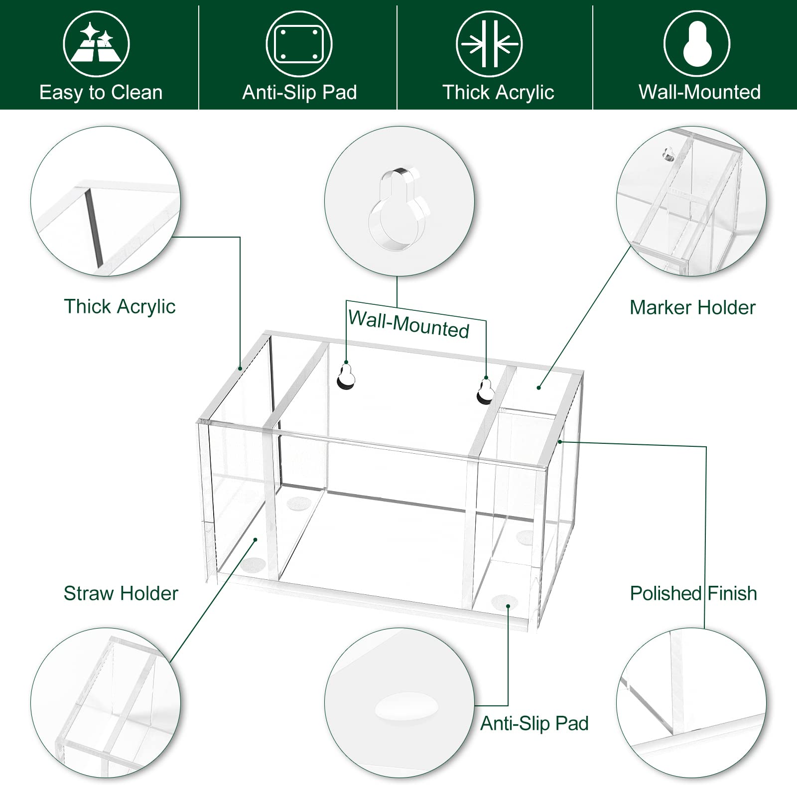 Clear Acrylic Party Cup Holder with Straw & Marker Slots – view 4