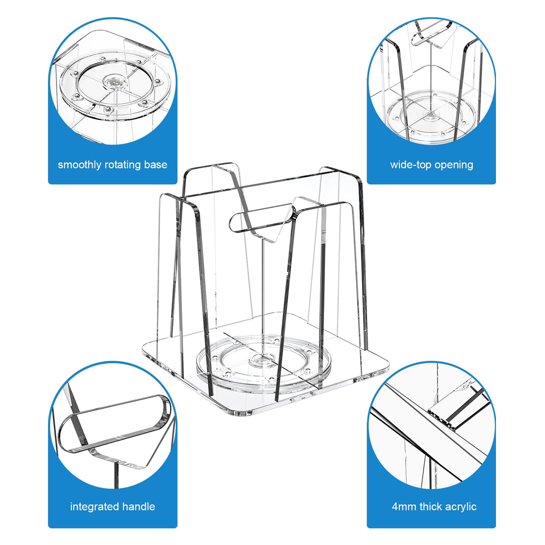 Clear Acrylic Rotating Cup & Lid Organizer, 4 Slots – view 8