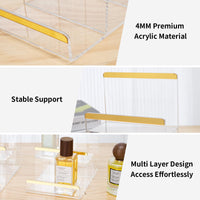 2 Pack 3-Tier Purse Display Stands, Acrylic Wallet Holder Risers Stand, 2-Inch Spacing Clear Clutch Rack Handbag Display Shelf, 4MM Thick Counter Wallet Organizer for Figure Sunglasses Retail Vendor