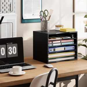 5-Tier Bamboo Desktop File & Mail Organizer – Yosham