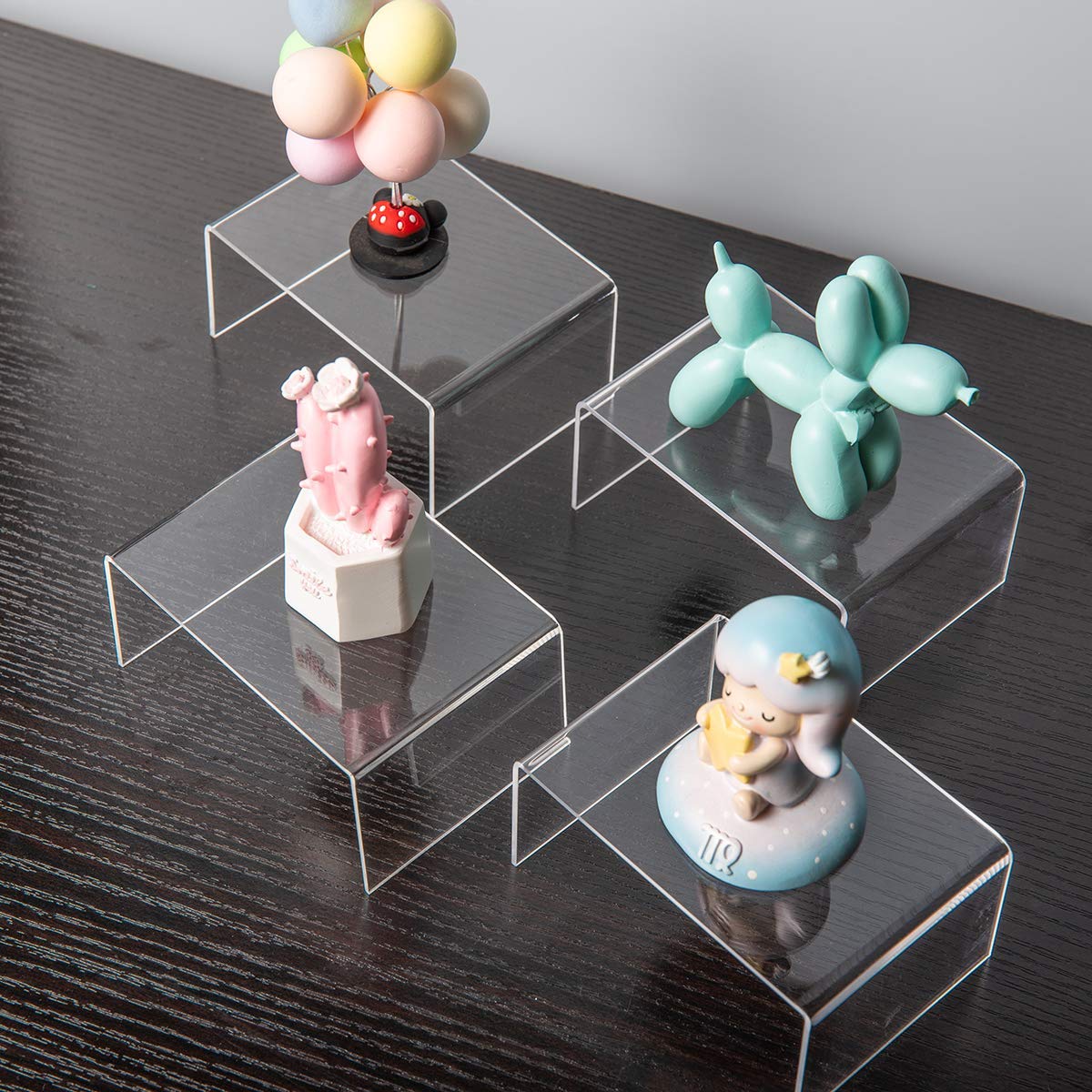 Small Clear Acrylic Display Risers, 4 × 3 × 2 in, Pack of 10