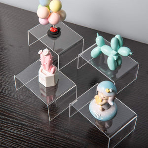 Duveesha Clear Acrylic Riser lot of 10 for Jewels, Cupcakes, Tea Sets, Clear Cupcake Stand for Small Toys and Cosmetics (10P-2 * 3 * 4)