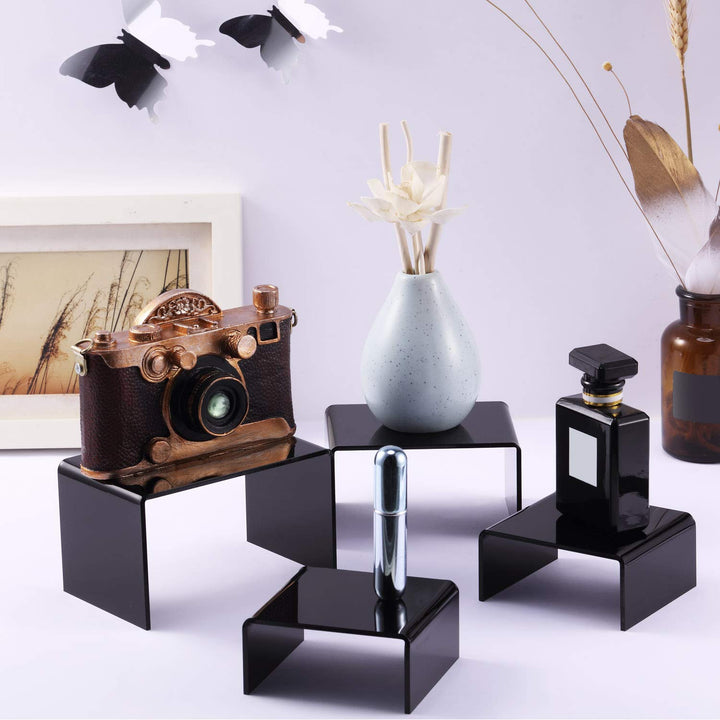 Black Acrylic Nesting Display Risers, 3 Sizes, 2 Sets (6 Pcs)