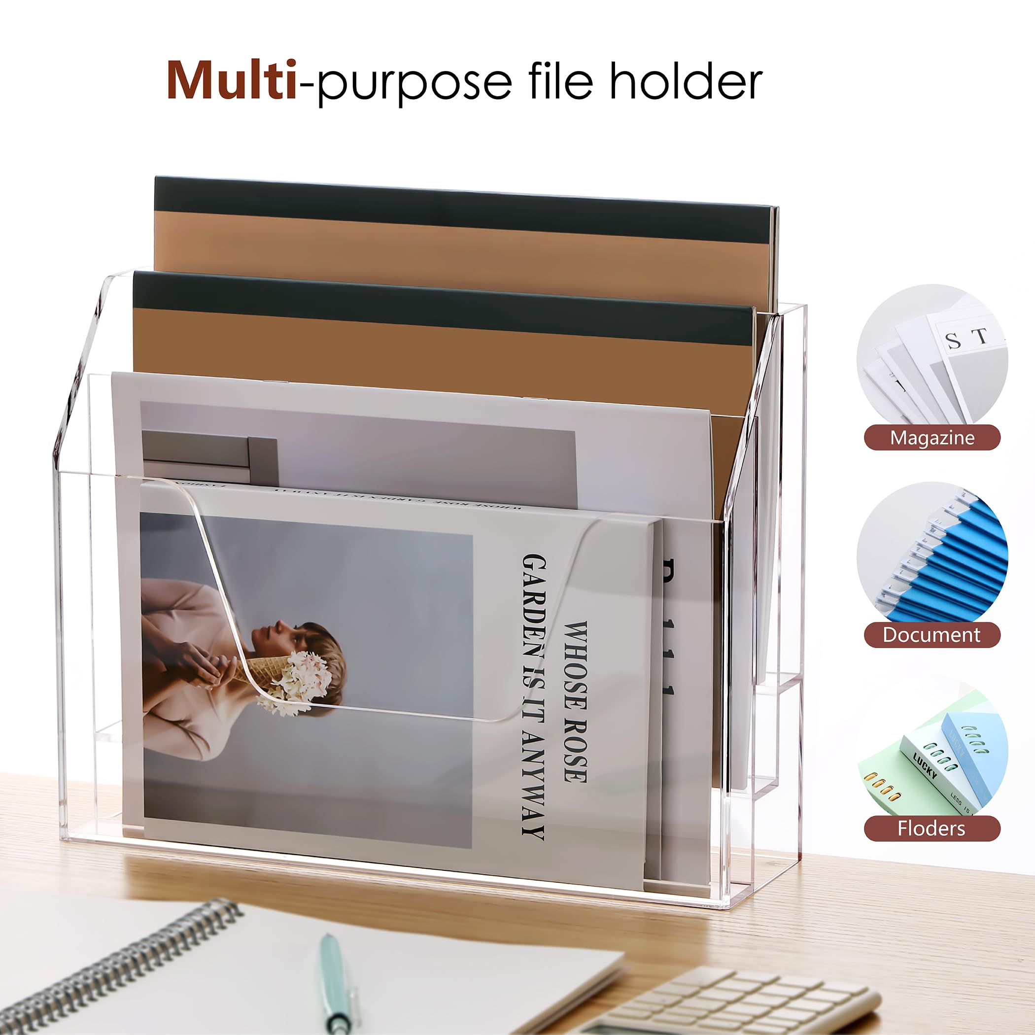 Clear Acrylic Wall-Mount File & Mail Organizer, 3 Tier – view 5