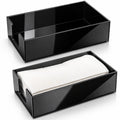Black Glossy Rectangular Acrylic Napkin & Guest Towel Tray, Pack of 2
