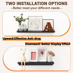 15-Inch Floating Wall Shelves, Clear Black, 3 Pk – Yosham