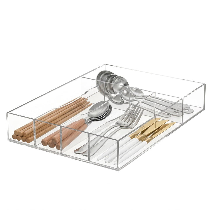 Clear Acrylic Cutlery Drawer Organizer, 5 Slots, 10 × 14 in – view 2