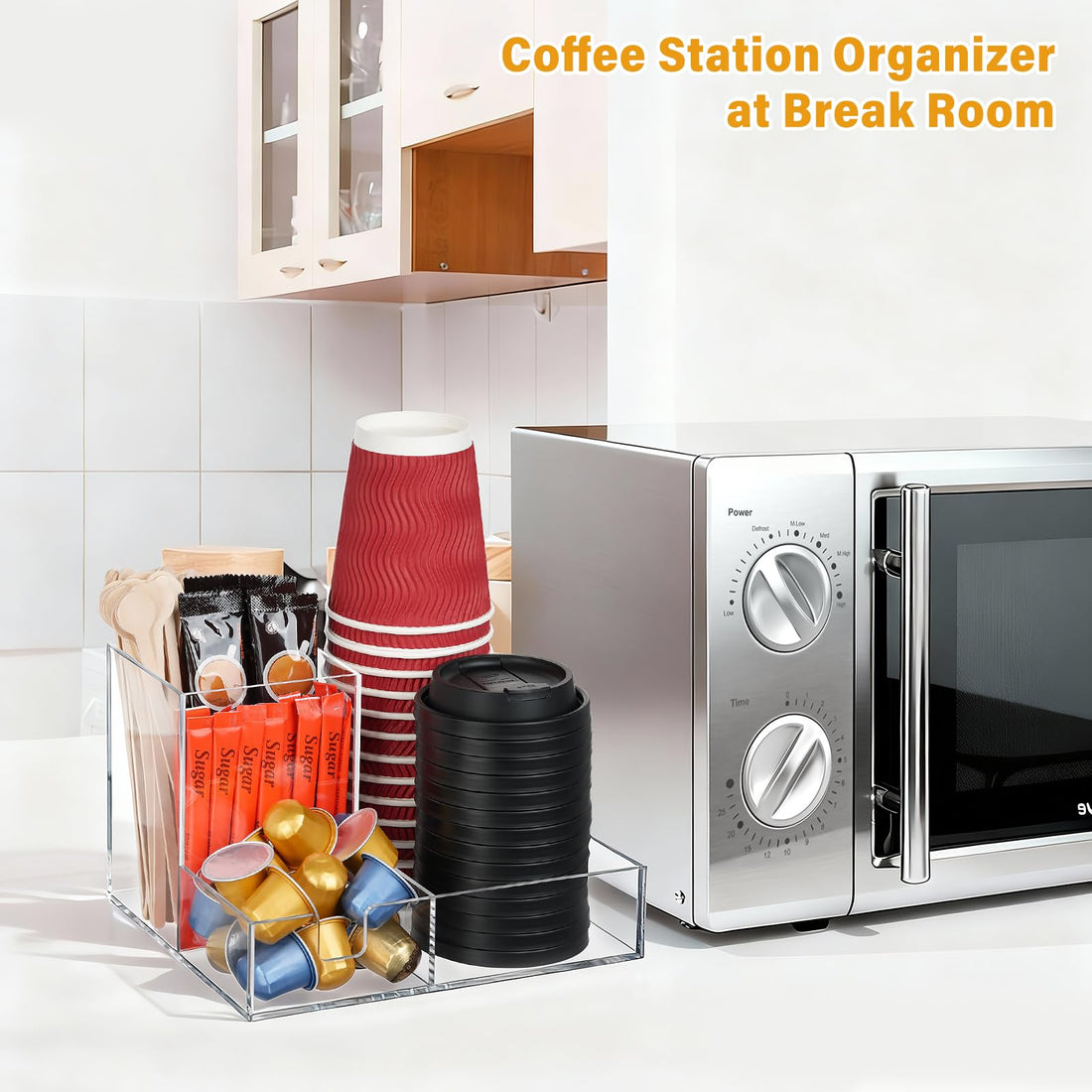Clear Acrylic L-Shape Coffee Station Organizer for Cups, Lids & Pods – view 8