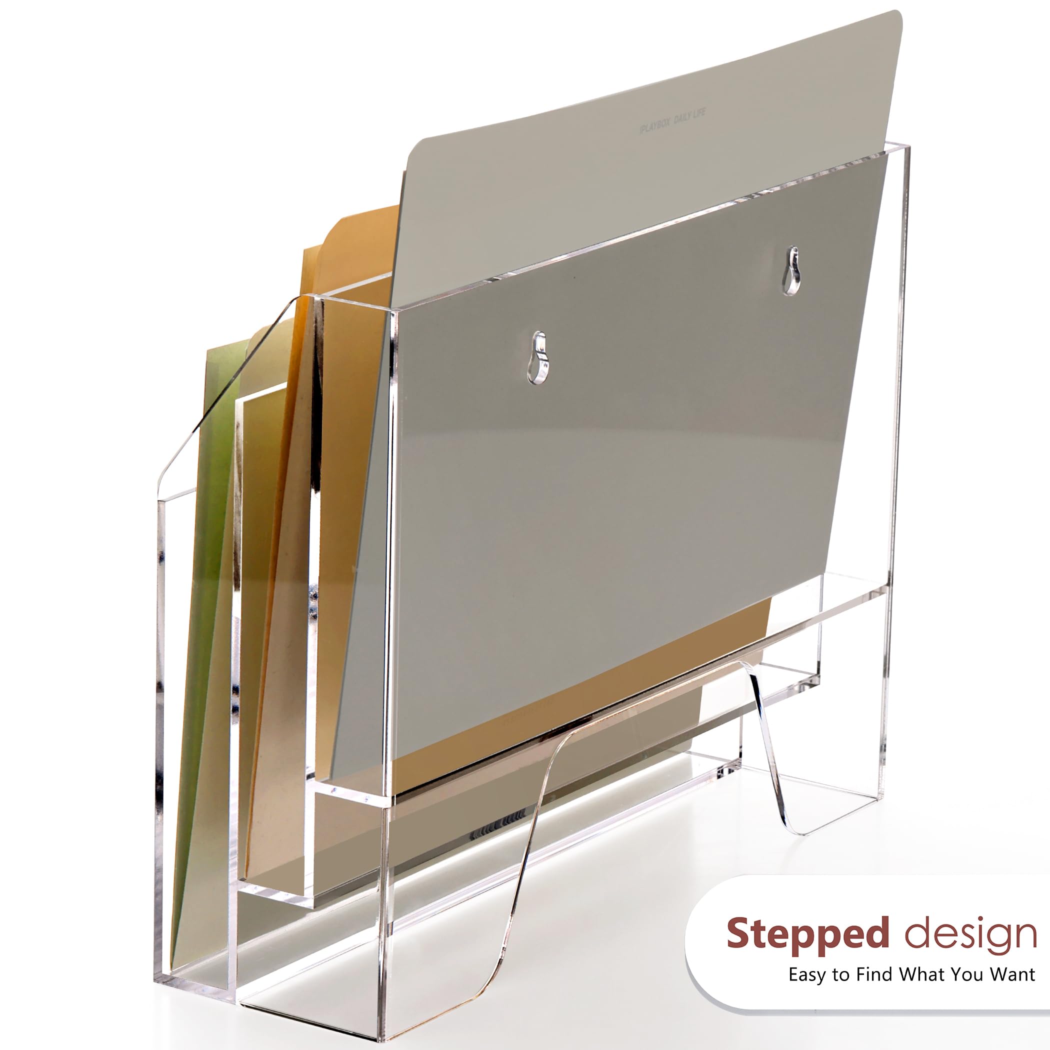 Clear Acrylic Wall-Mount File & Mail Organizer, 3 Tier – view 6
