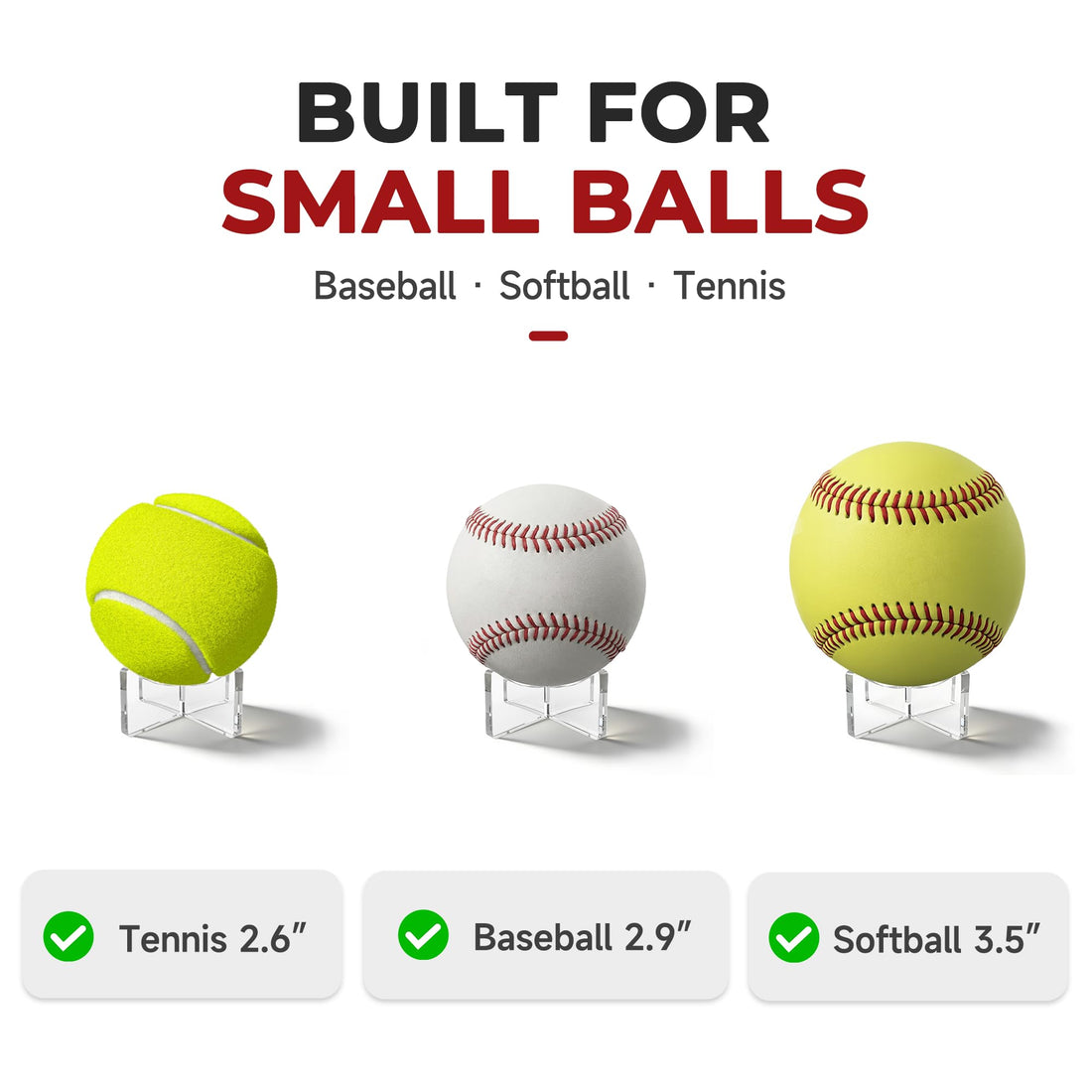 Acrylic Sports Ball Display Stands, Set of 6 — Fit Small Ball – view 2