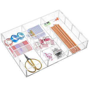 Clear Acrylic Drawer Organizer, 9 Compartments – Yosham