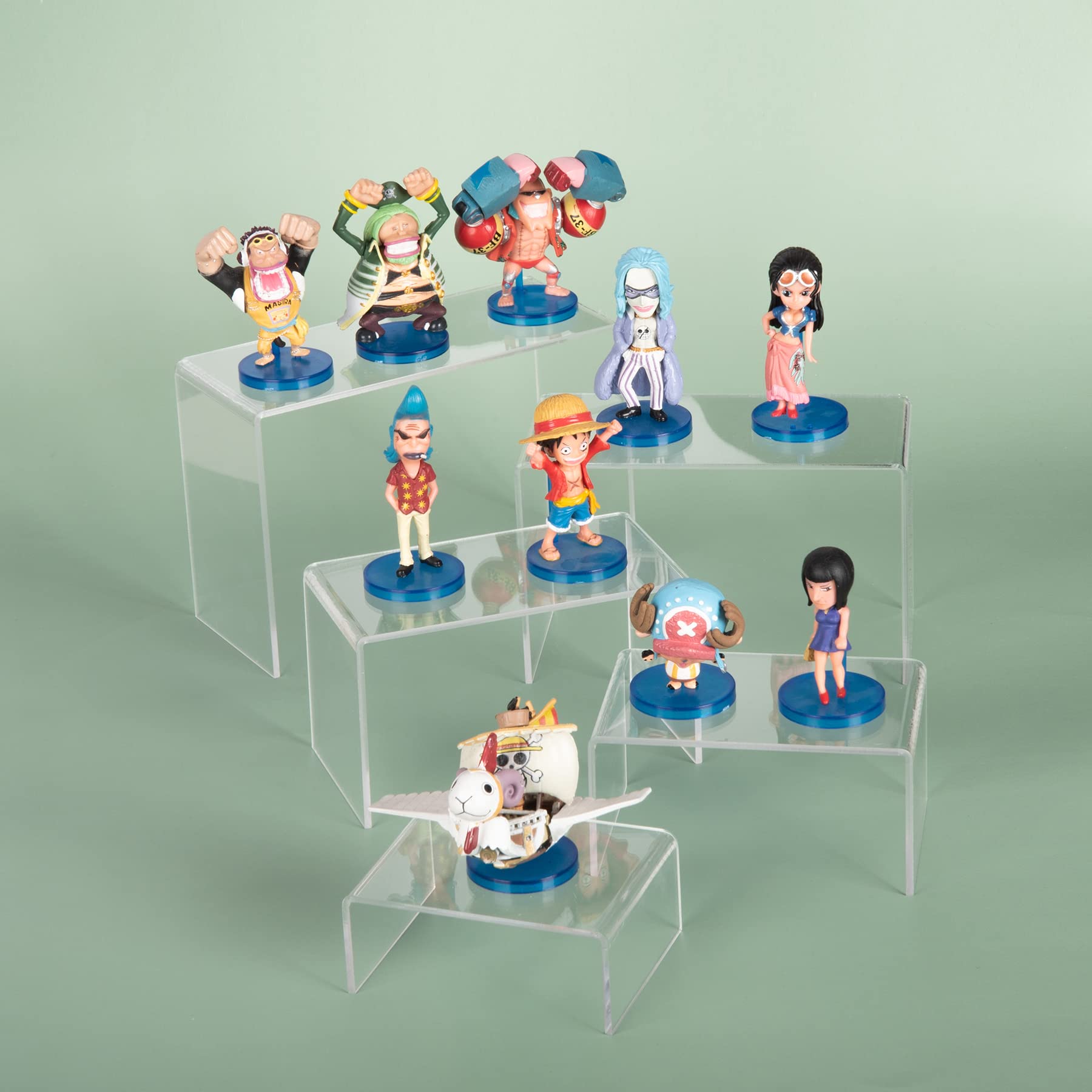 Clear Acrylic Display Riser Stairs, 5 Sizes, 2 Sets (10 Pcs)