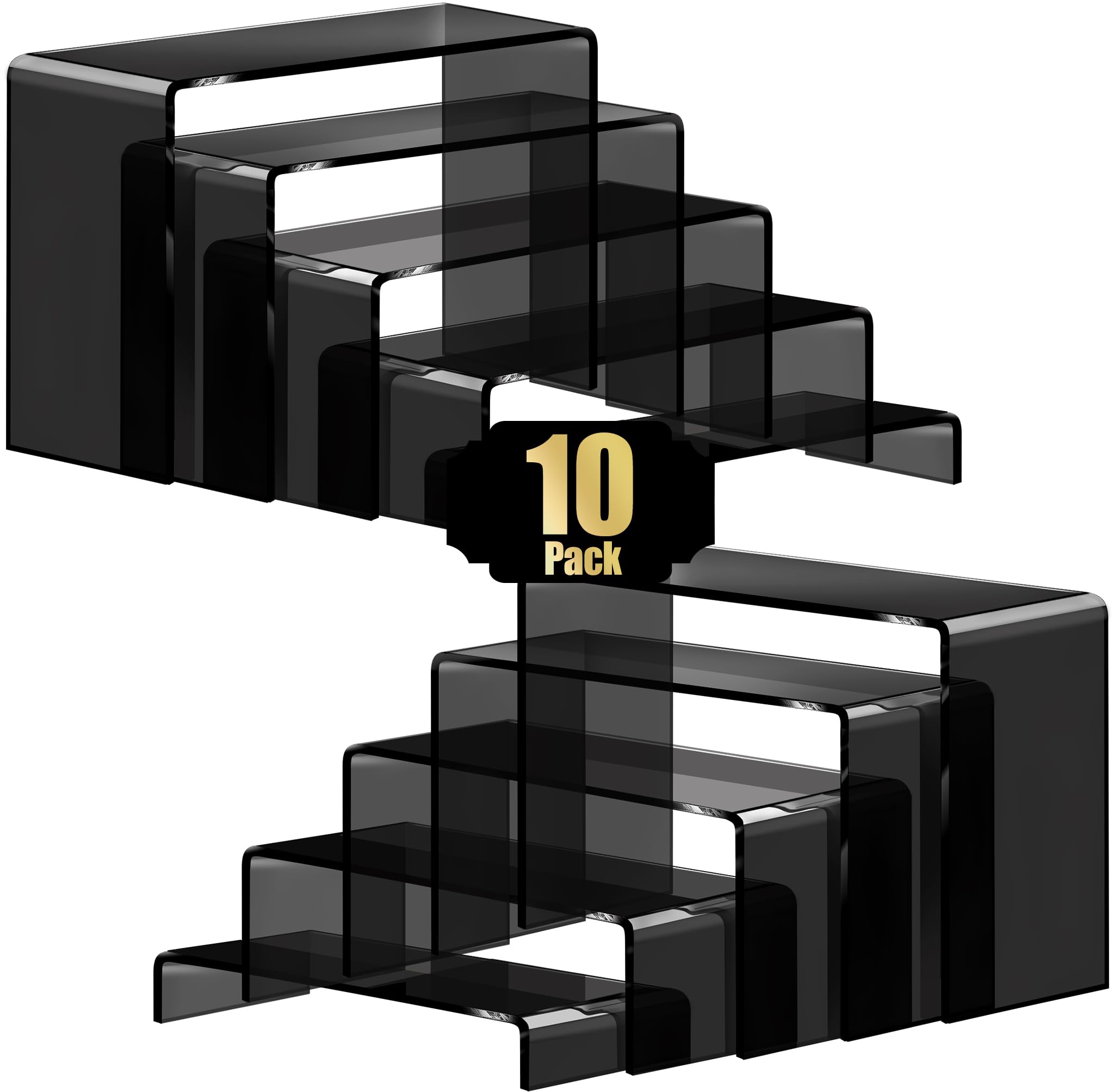Black Acrylic Display Riser Stairs, 5 Tiers, 2 Sets (10 Pcs) – view 3