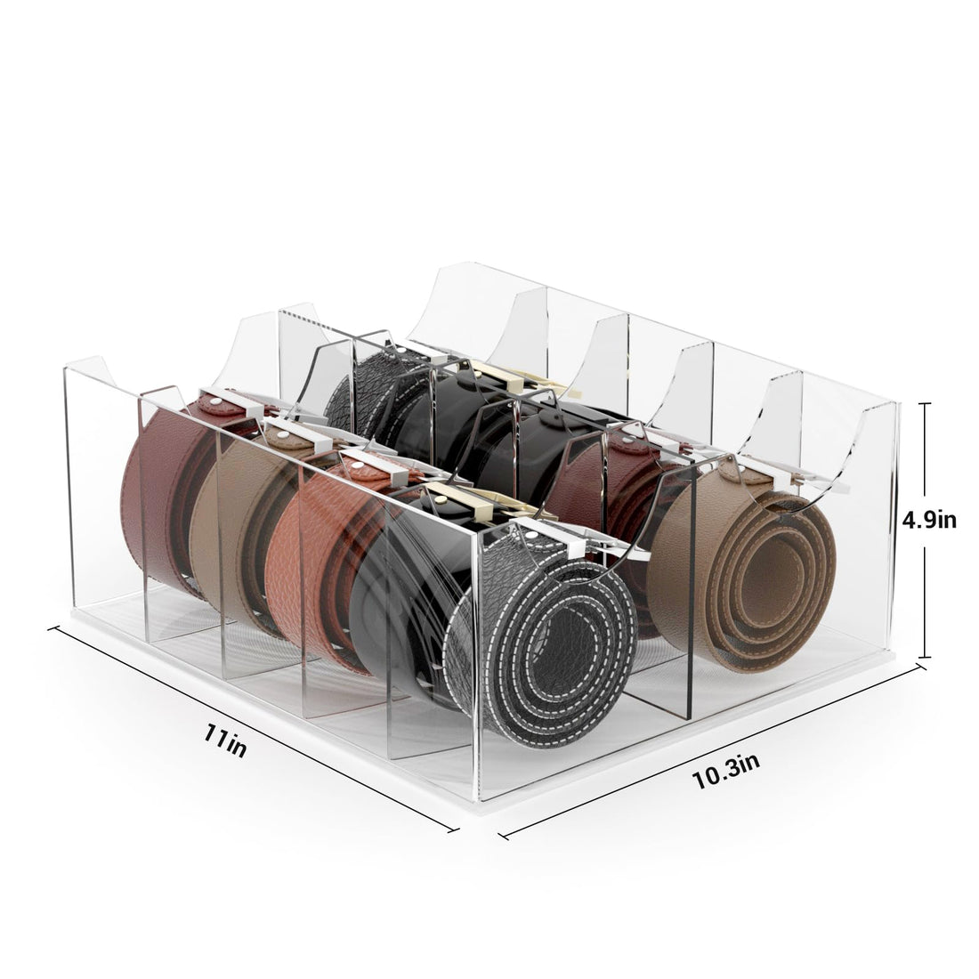 Clear Acrylic Belt Organizer, 10 Compartments — 10 Compartments – view 2