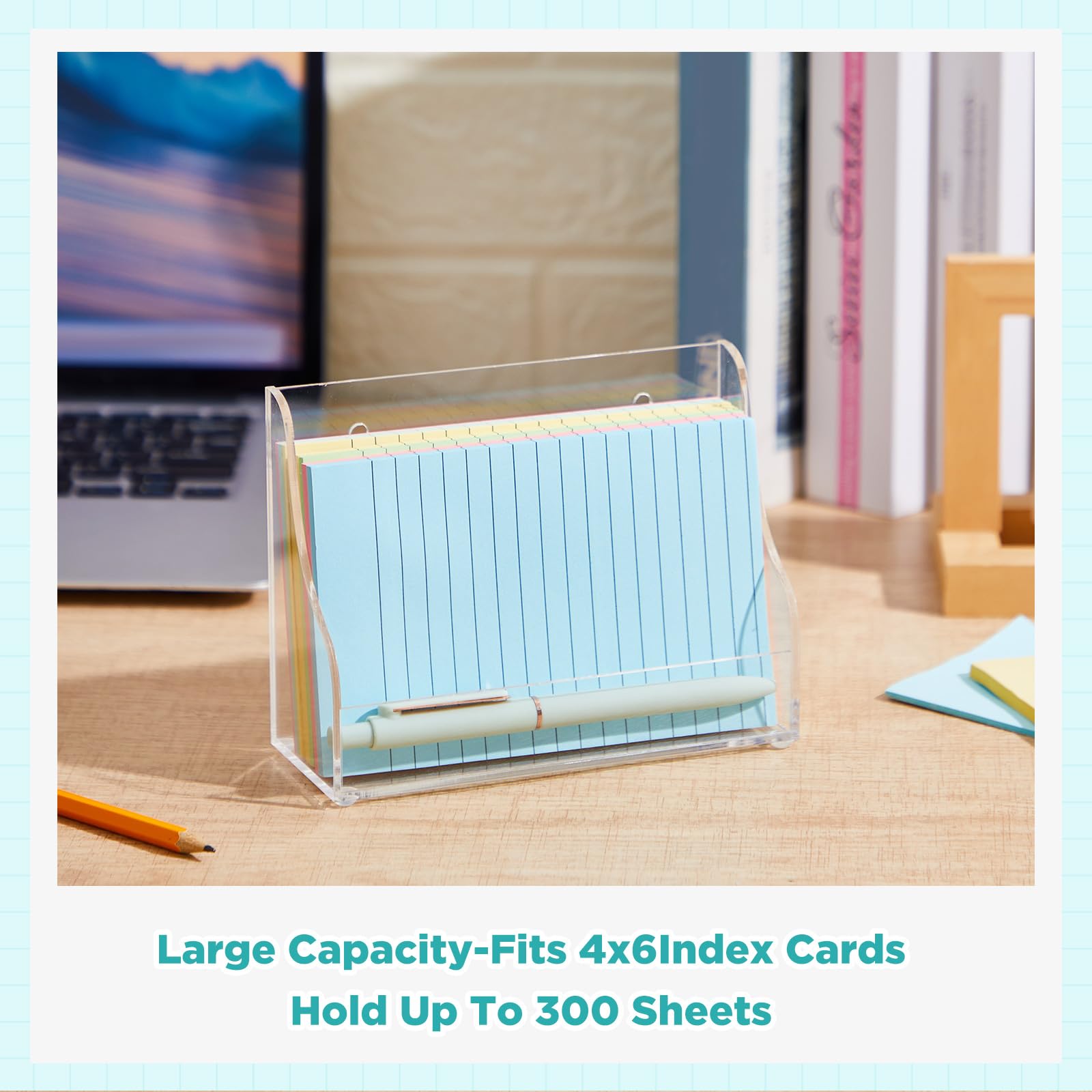 Clear Acrylic Index Card Holder for 4 × 6 in Cards, Pack of 4 – view 4