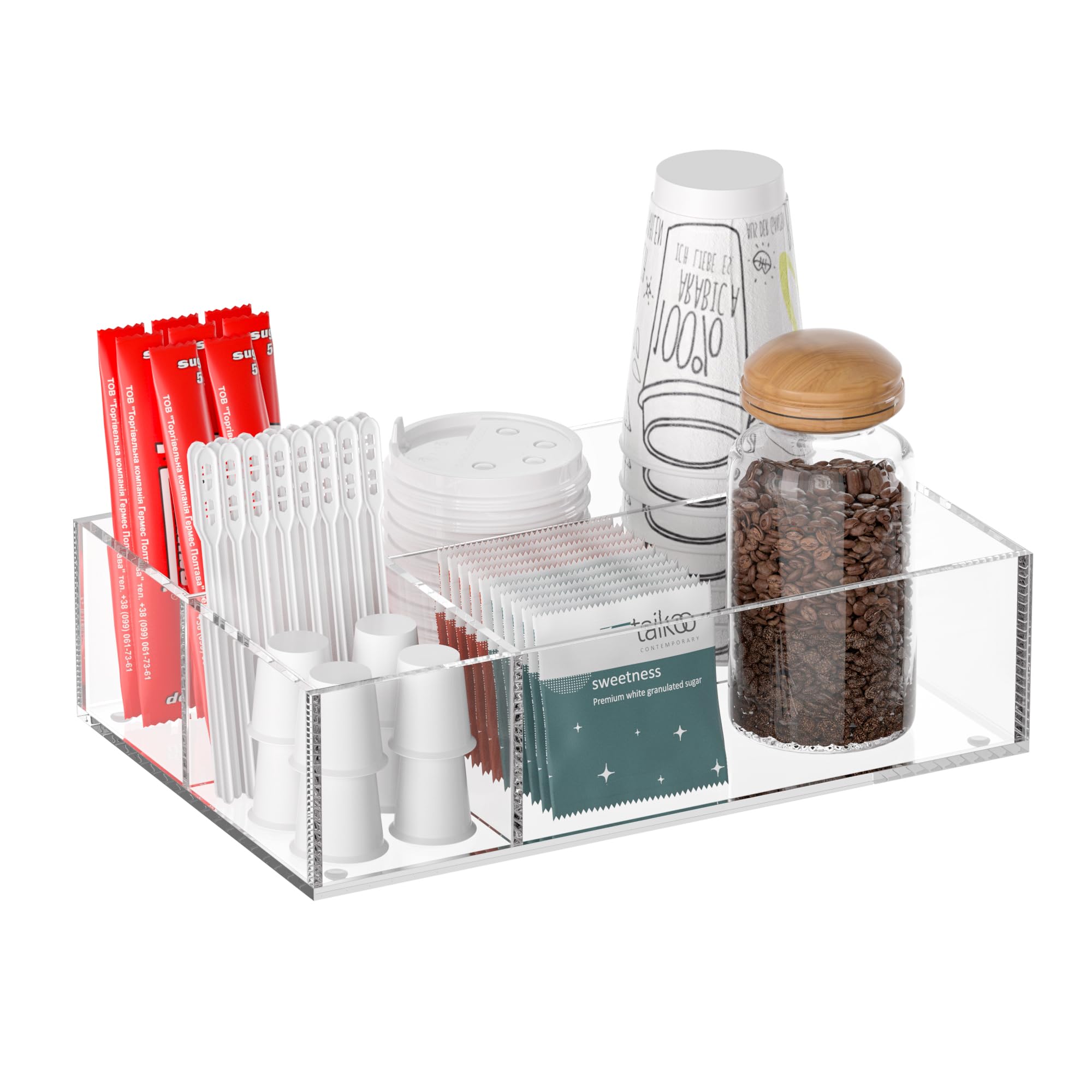 Clear Acrylic Coffee Station Organizer Tray, 4 Compartments – view 2