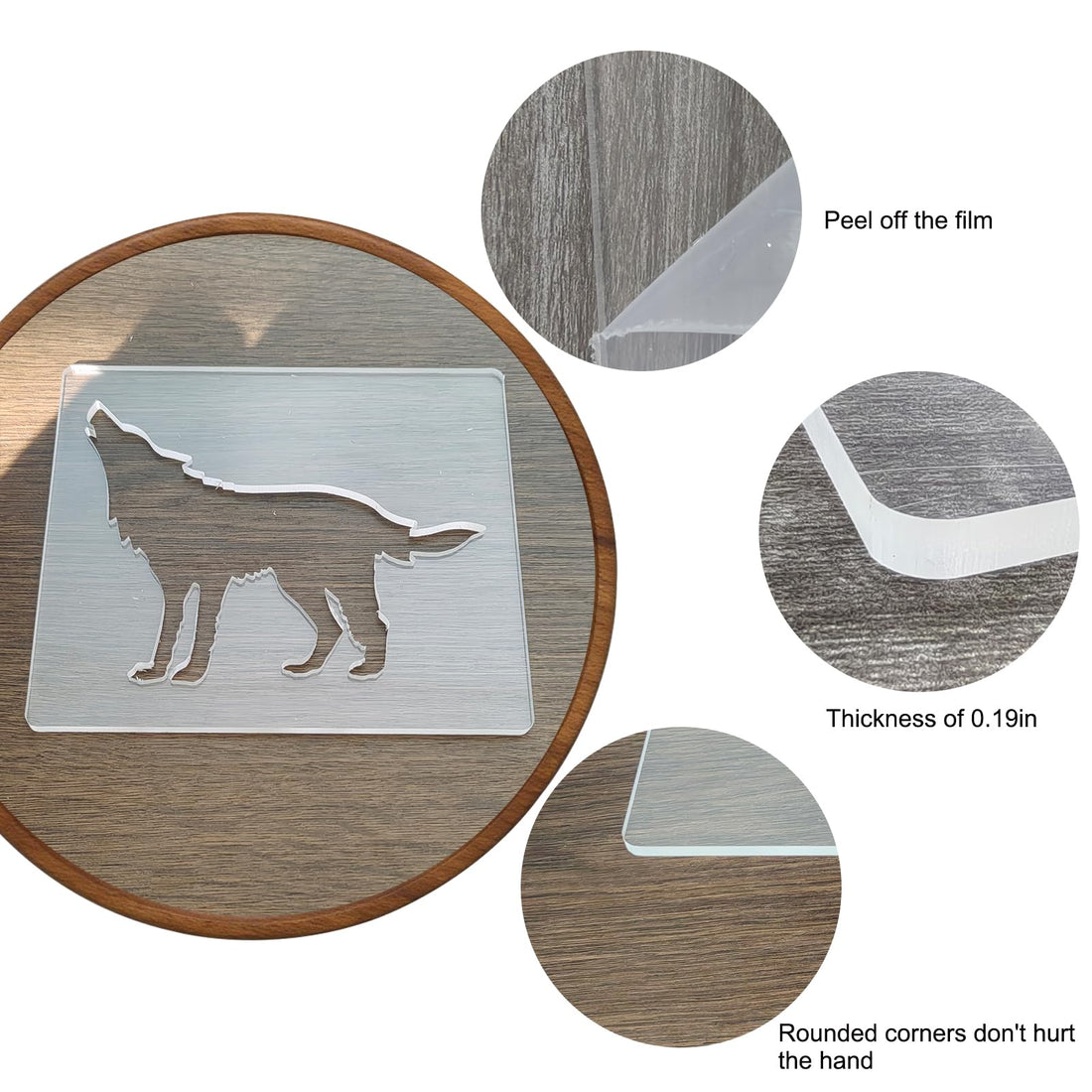 Acrylic Wolf Router Template for Woodworking – view 3