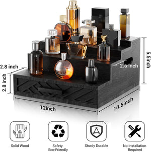 12-Inch Black Wood Cologne Organizer for Men – Yosham