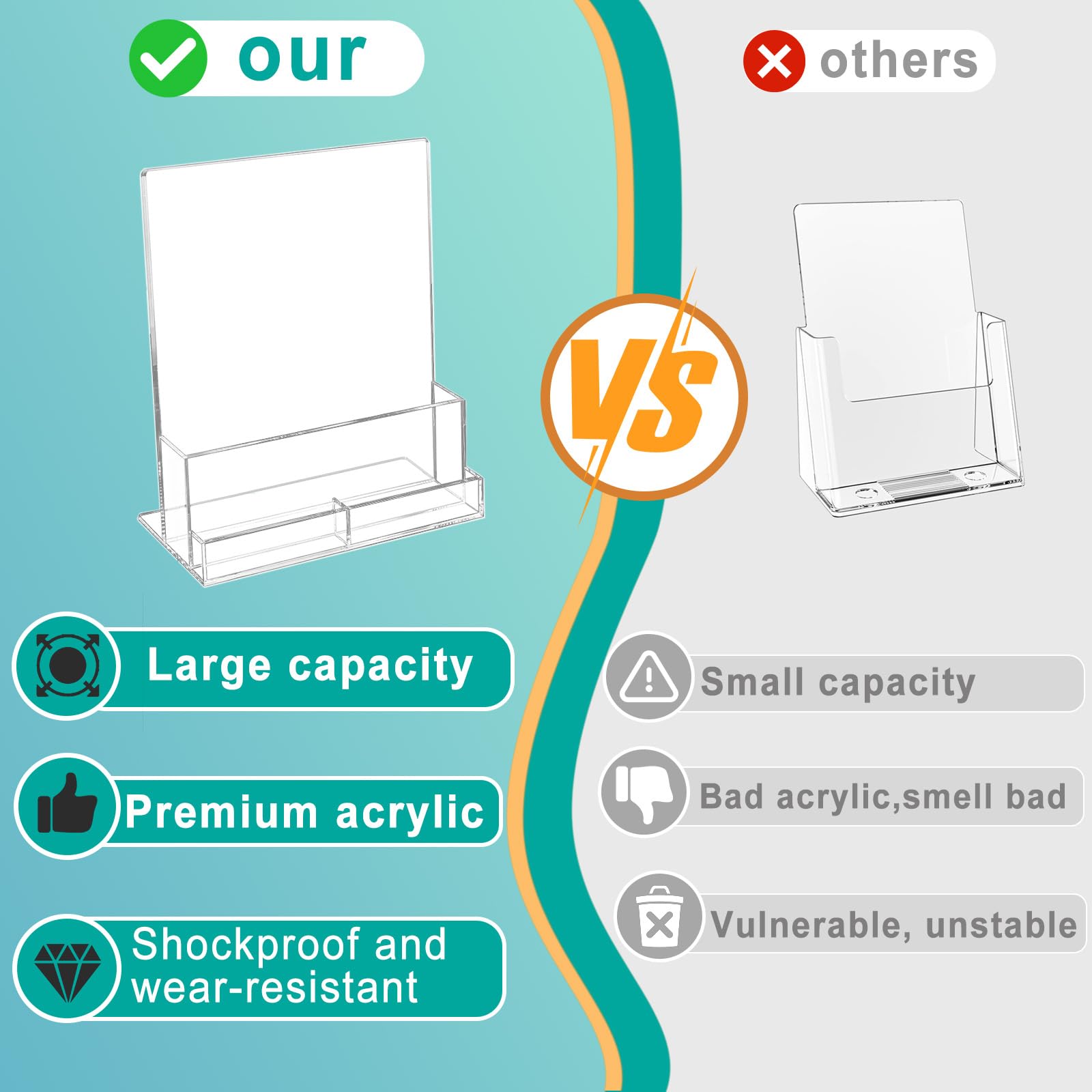 Single clear acrylic brochure holder with stable base