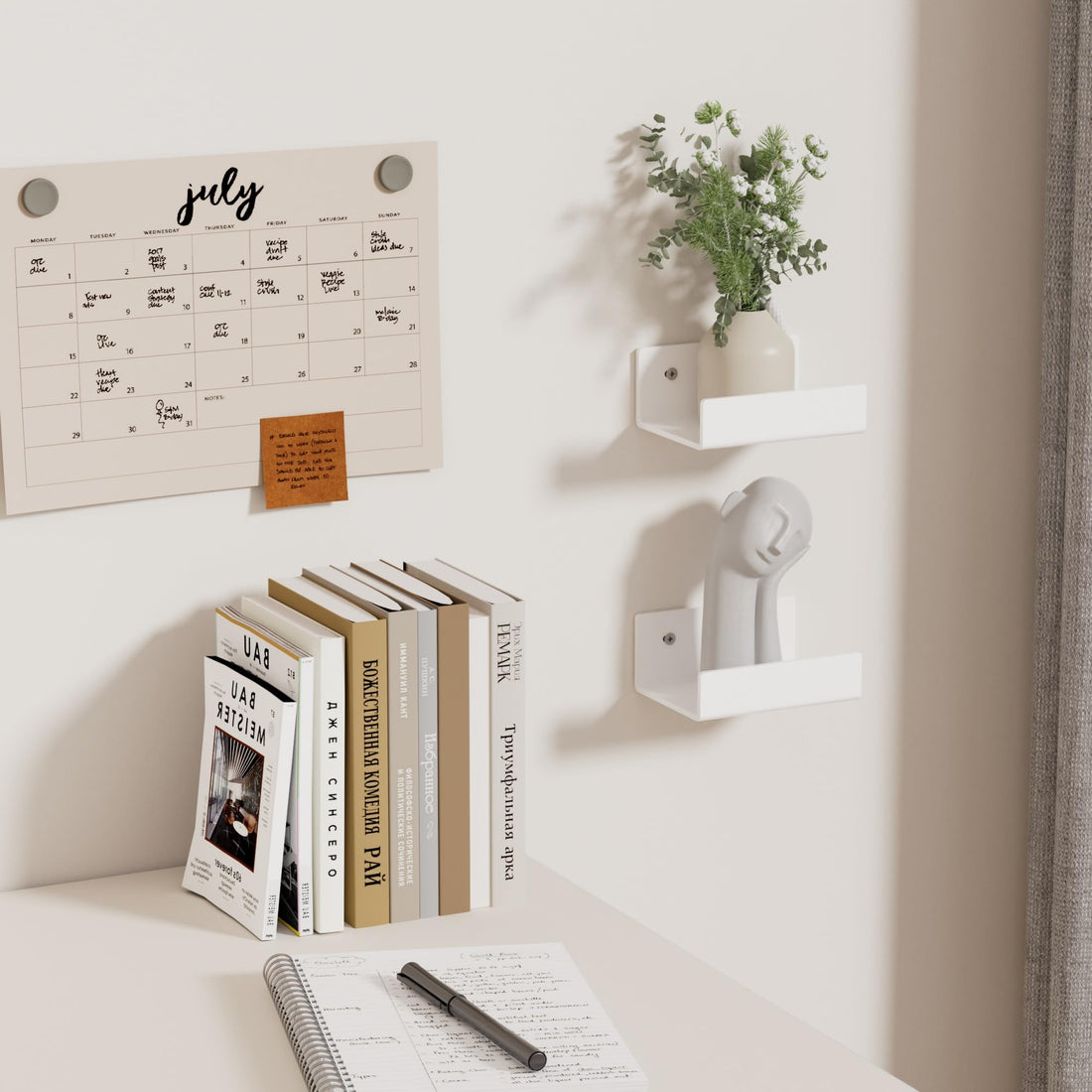 Mini L-Shape Acrylic Wall Shelves, Pack of 2 — 5 inch White – view 4