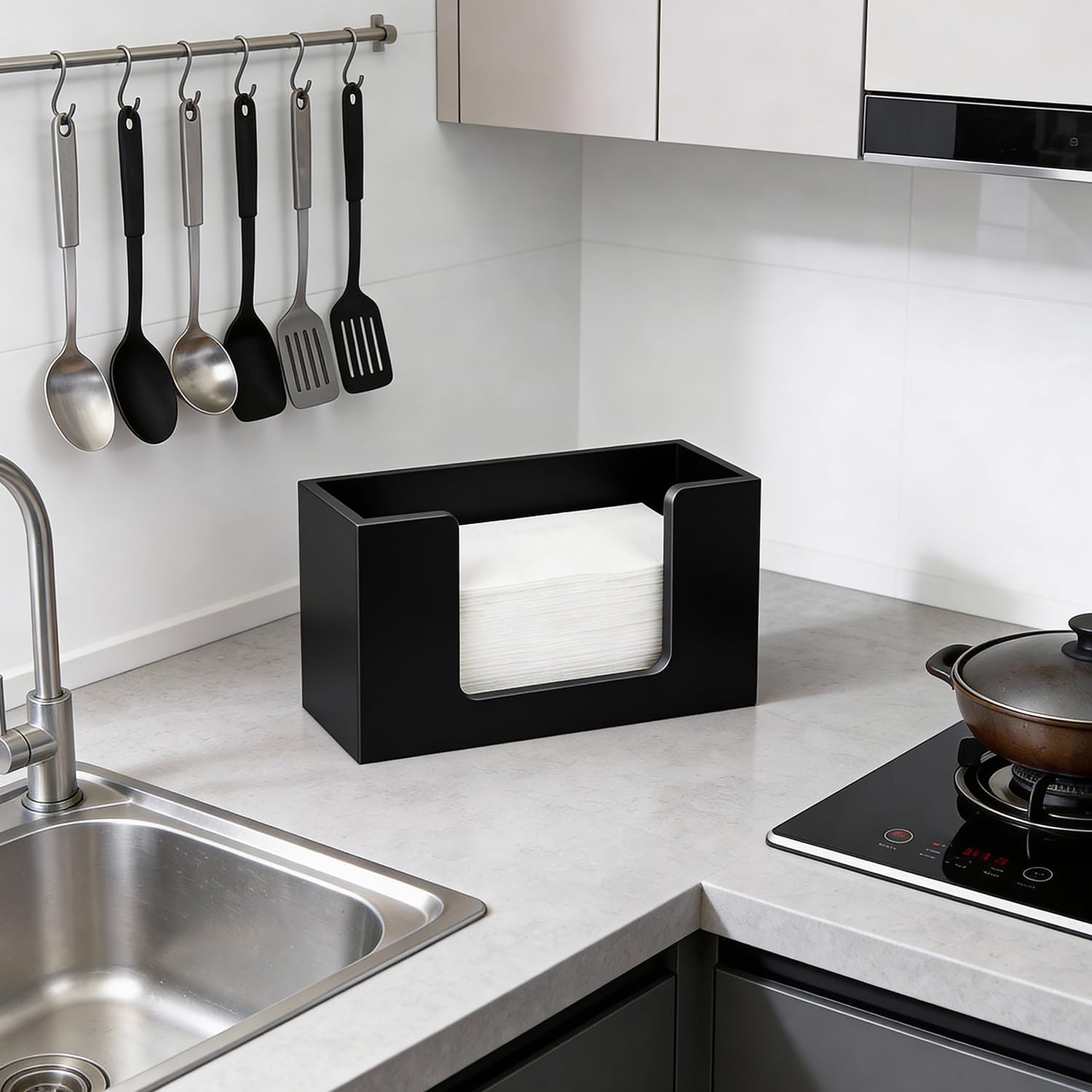 Black Wooden Countertop Paper Towel Holder – view 5