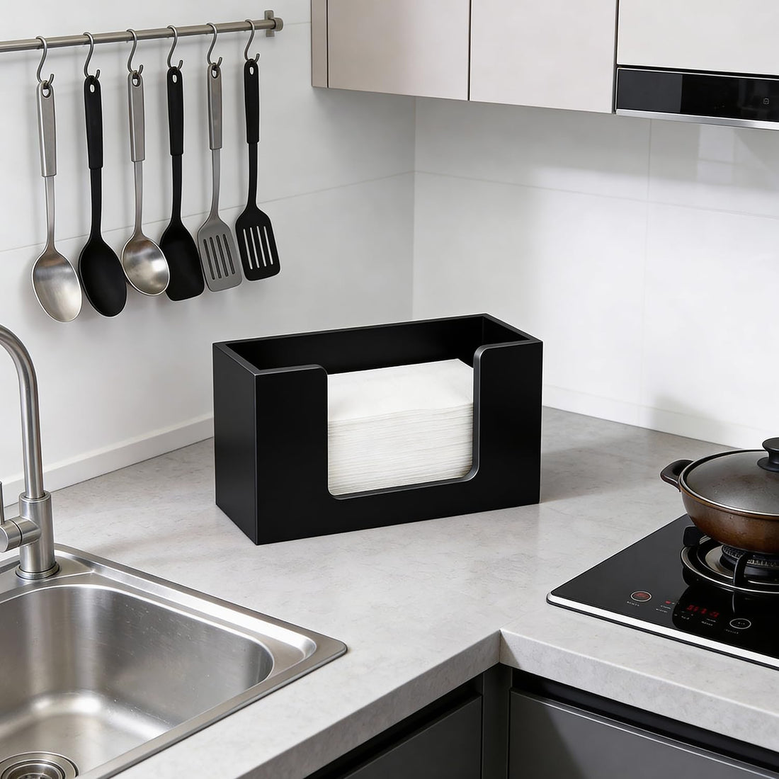 Black Wooden Countertop Paper Towel Holder – view 5