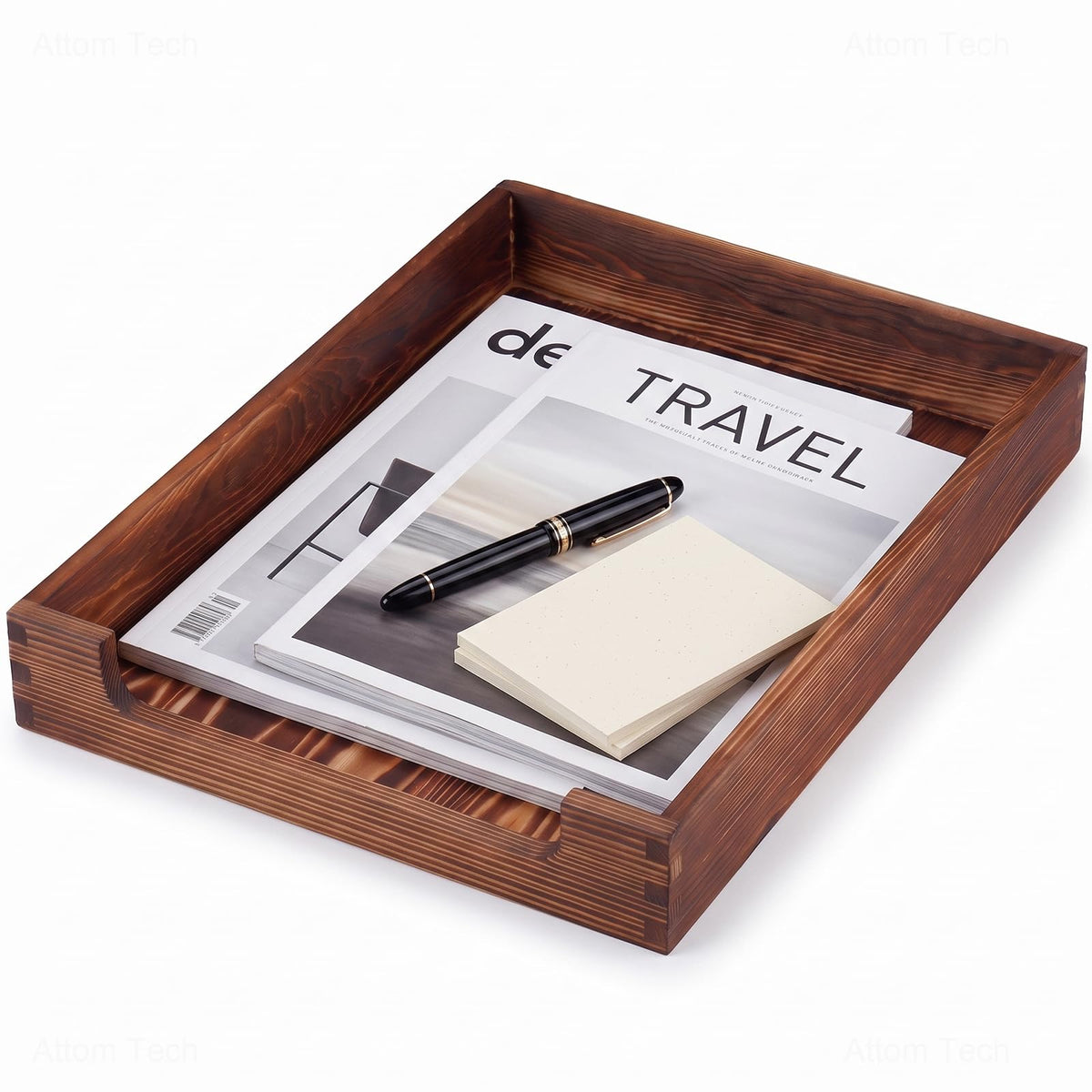 Wooden Pine Letter Tray, Stackable Desktop Organizer