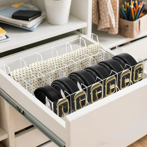 Acrylic Belt Organizer, 12 Compartments, Clear – Yosham