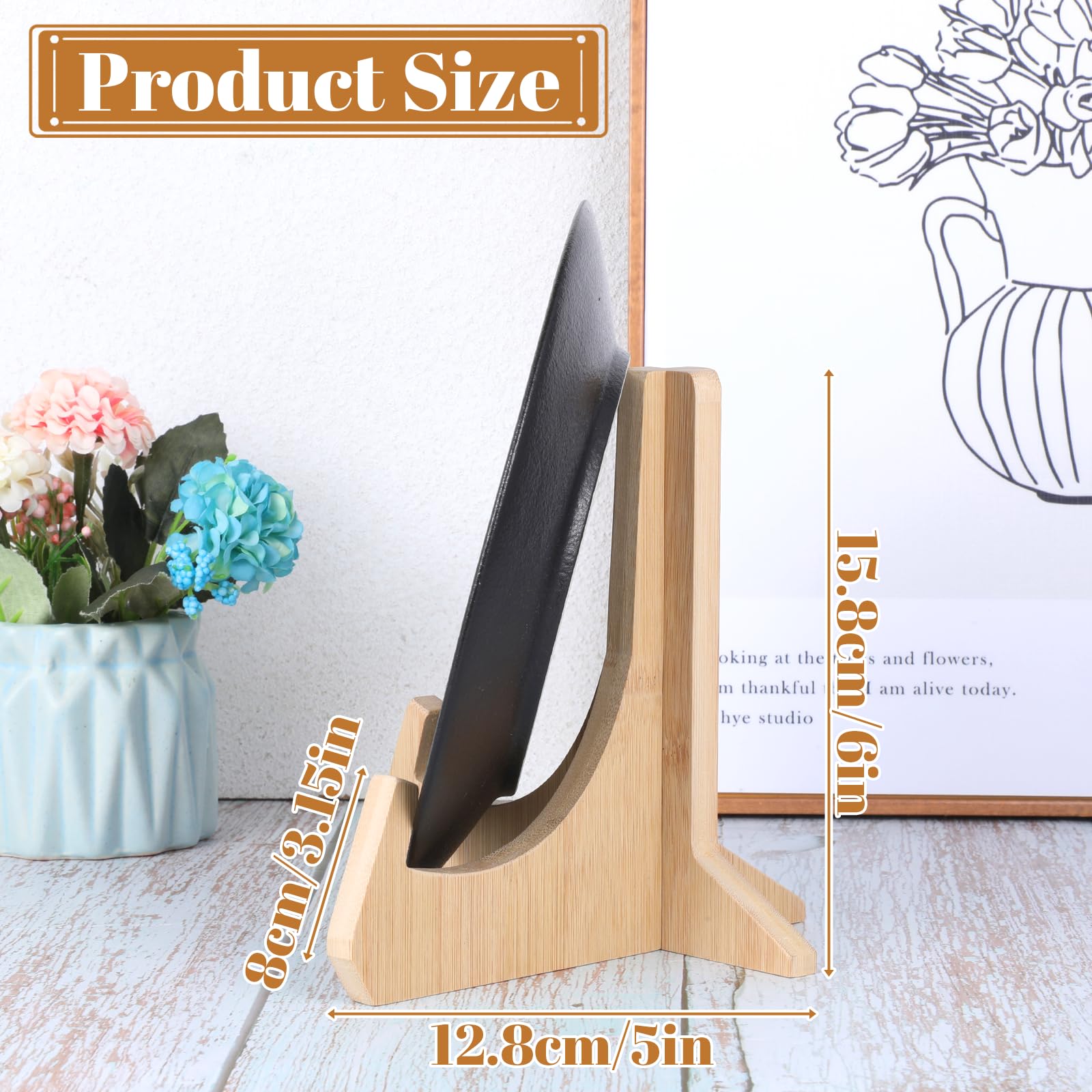 Bamboo Wood Decorative Plate Stand, 6 Inch – view 3