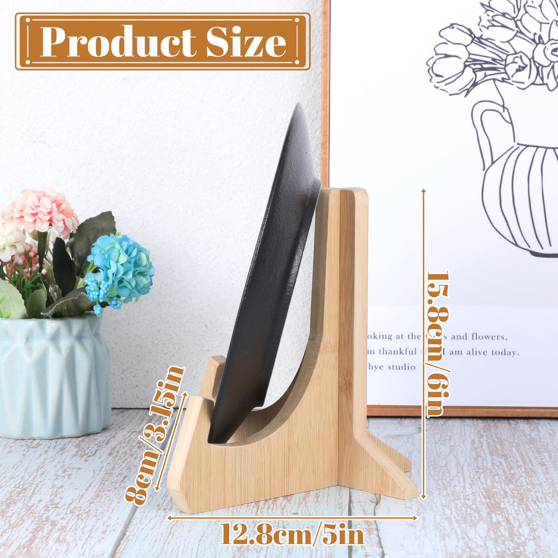 Bamboo Wood Decorative Plate Stand, 6 Inch – view 3